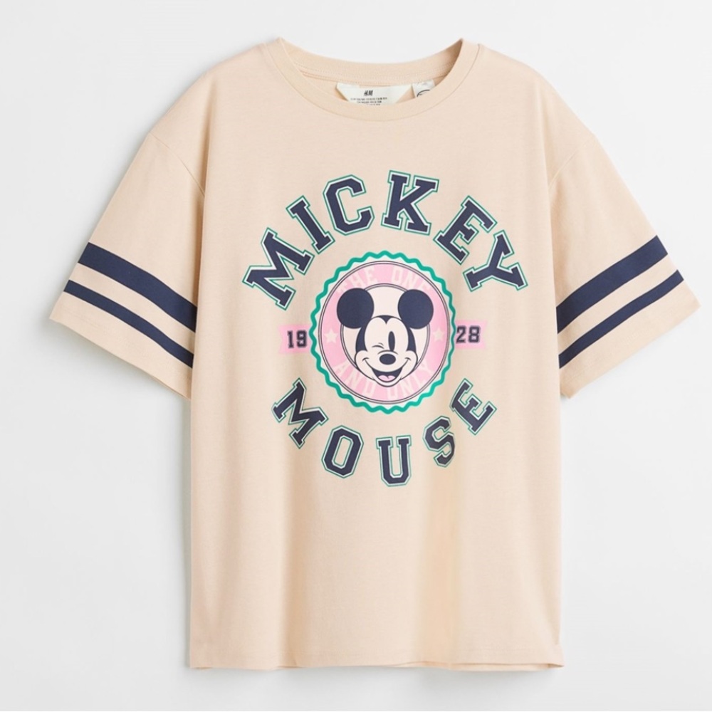 H&M Cream Mickey Mouse Short Sleeve Tee